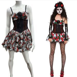 NEW Day of the Dead Sugar Skull Halloween Costume Dress MEDIUM